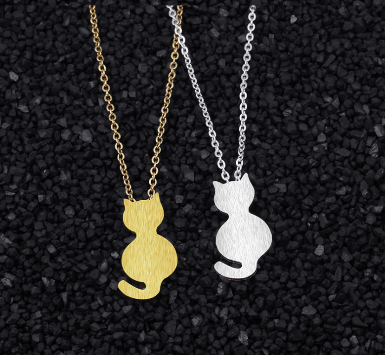 Cat Necklace with Cat Pendant and Collar Chain