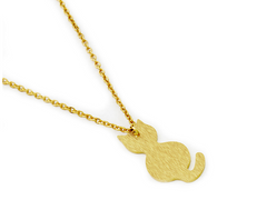 Cat Necklace with Cat Pendant and Collar Chain